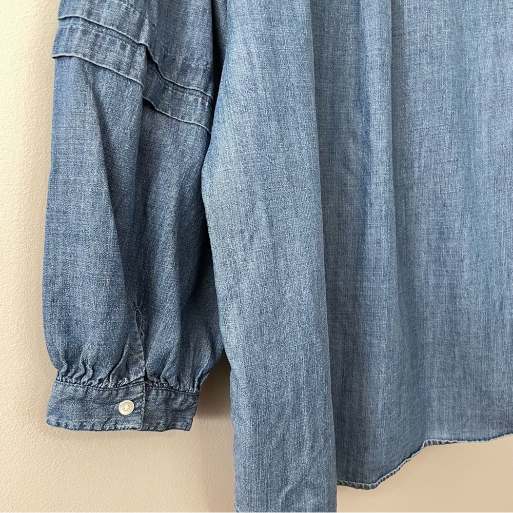 J. McLaughlin Laramie Chambray Linen Blend Blouse - Picture 10 of 13